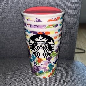 STARBUCKS Spring Pink Floral Ceramic Tumbler Coffee Mug